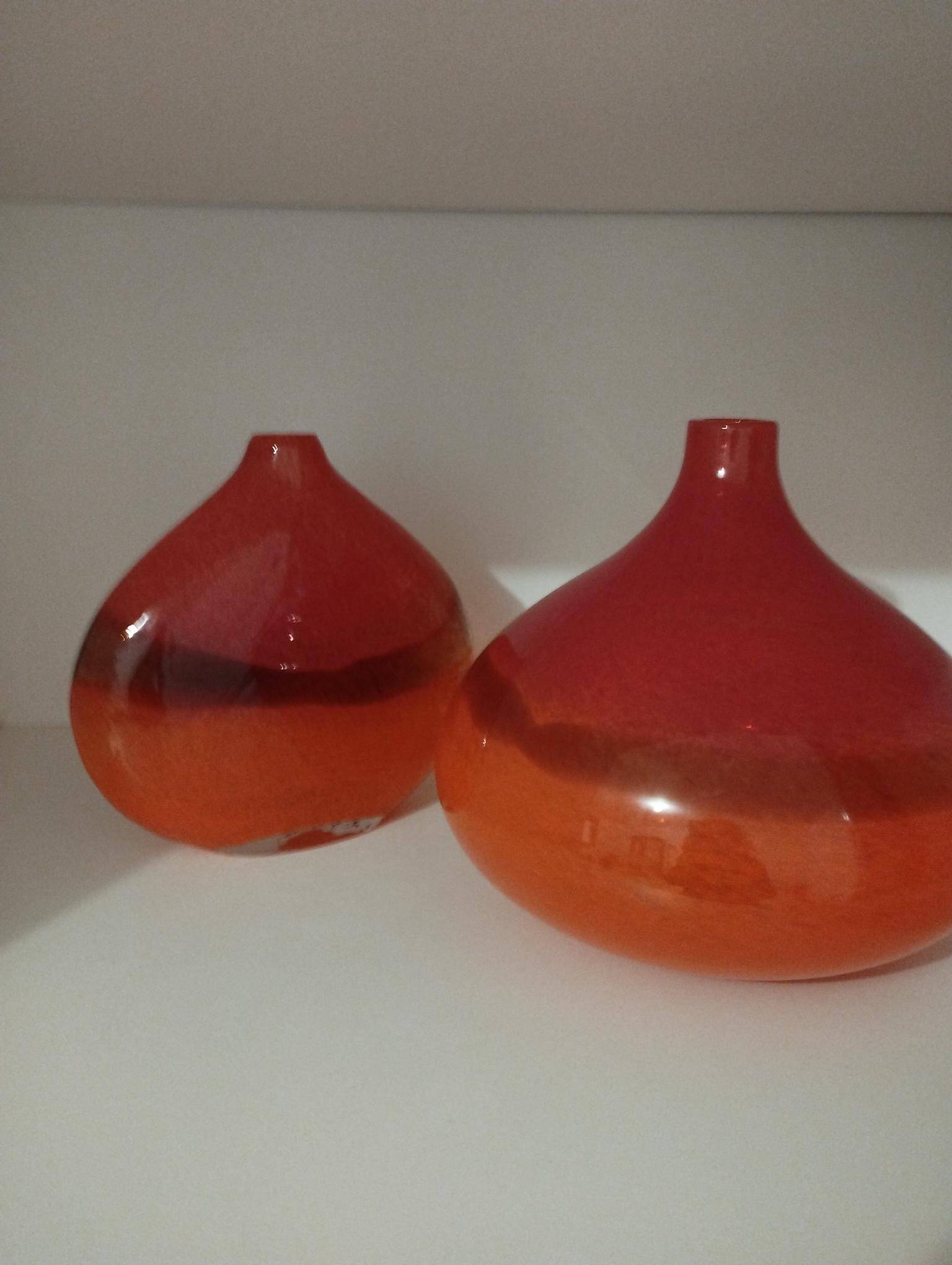 Pair or 2 glass paste vases from the 80s vintage.
