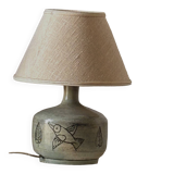 Jacques Blin lamp signed with original shade – vintage ceramic