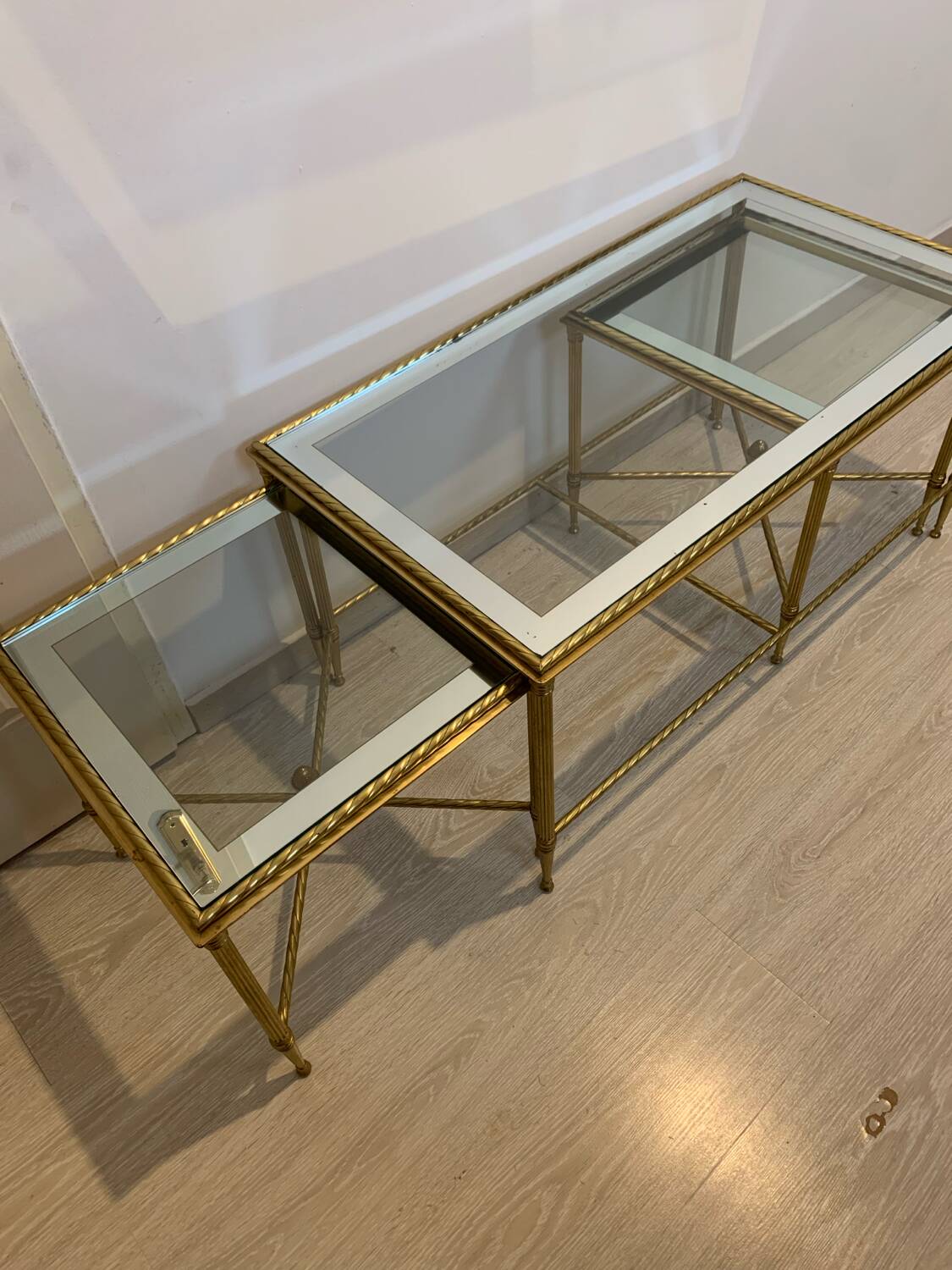 Vintage brass and glass nesting table