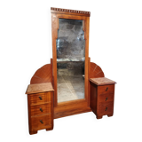 Art Deco mahogany dressing table with bevelled tilting mirror, France, 1920s–1930s.
