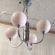 Art Deco chandelier with 4 lights in chrome metal and opaline - 1940s/50s