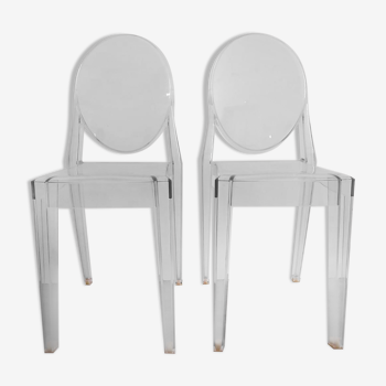 Paires de chaises Victoria Ghost par Starck pour Kartell