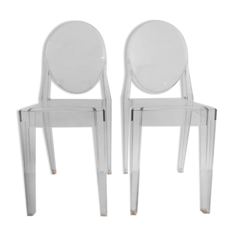 Pair of Victoria Ghost chairs by Starck for Kartell