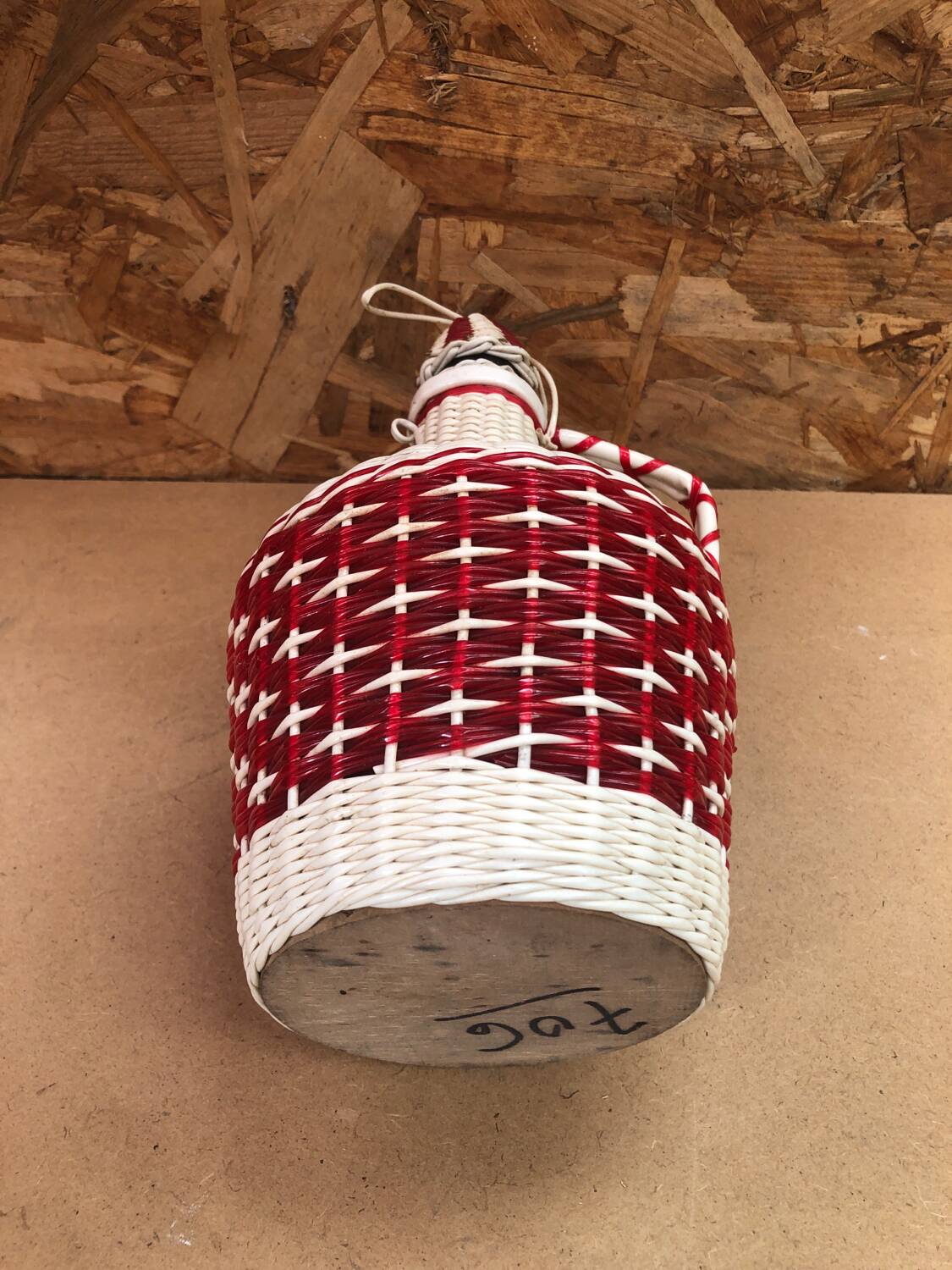 Old Lady Jeanne Glass Bottle + Vintage Braided Scoubidou #A967