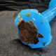 Vase cornet glass paste or faience enamelled blue soliflore