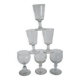 Set of 6 mismatched 19th century wine glasses