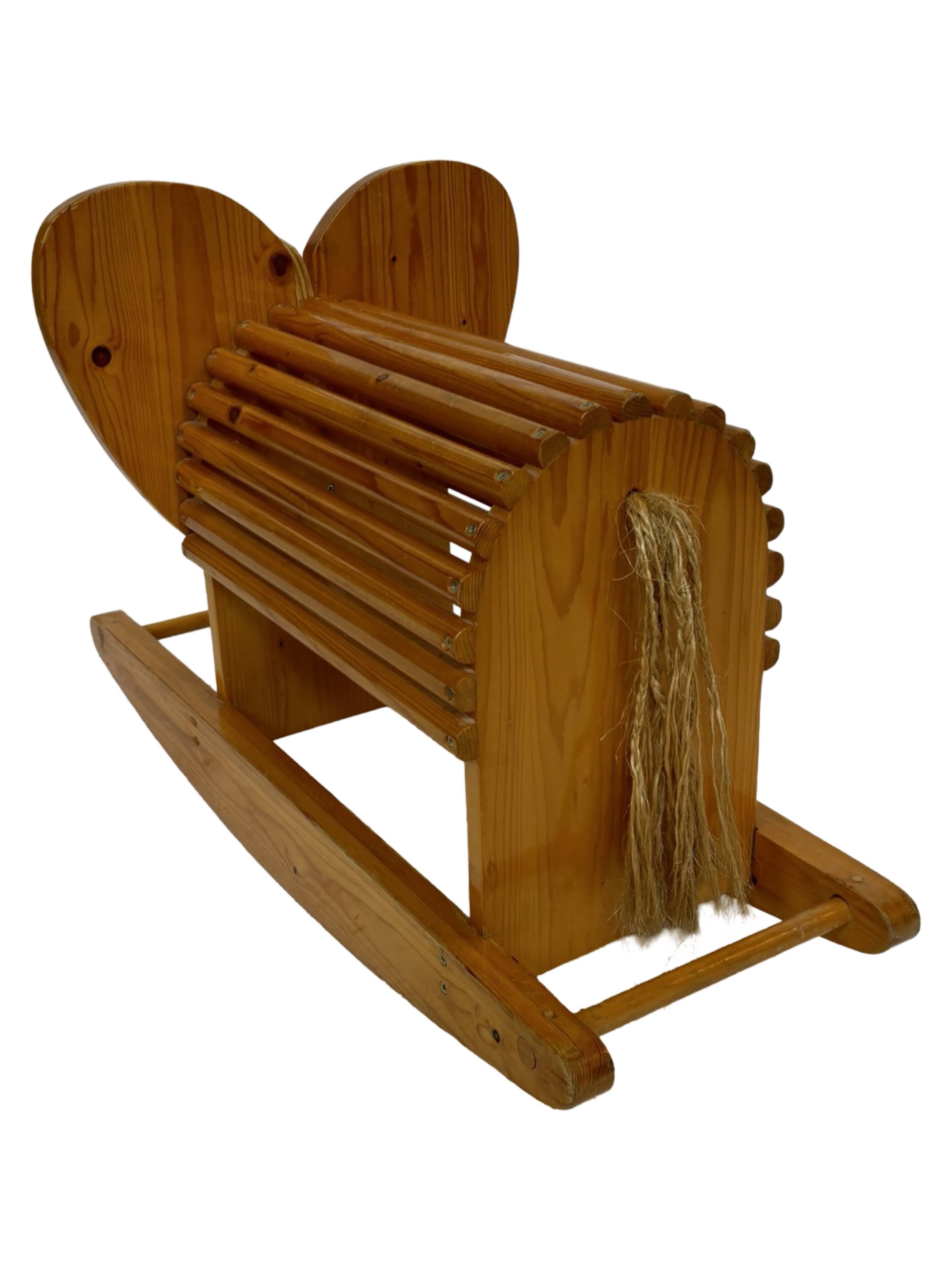 Vintage Swedish design Wooden Rocking Elephant 80's design