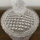 Bonbonniere, diamond-cut crystal pot with vintage lid