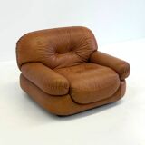 Cognac brown leather Sapporo armchair for Mobil Girgi