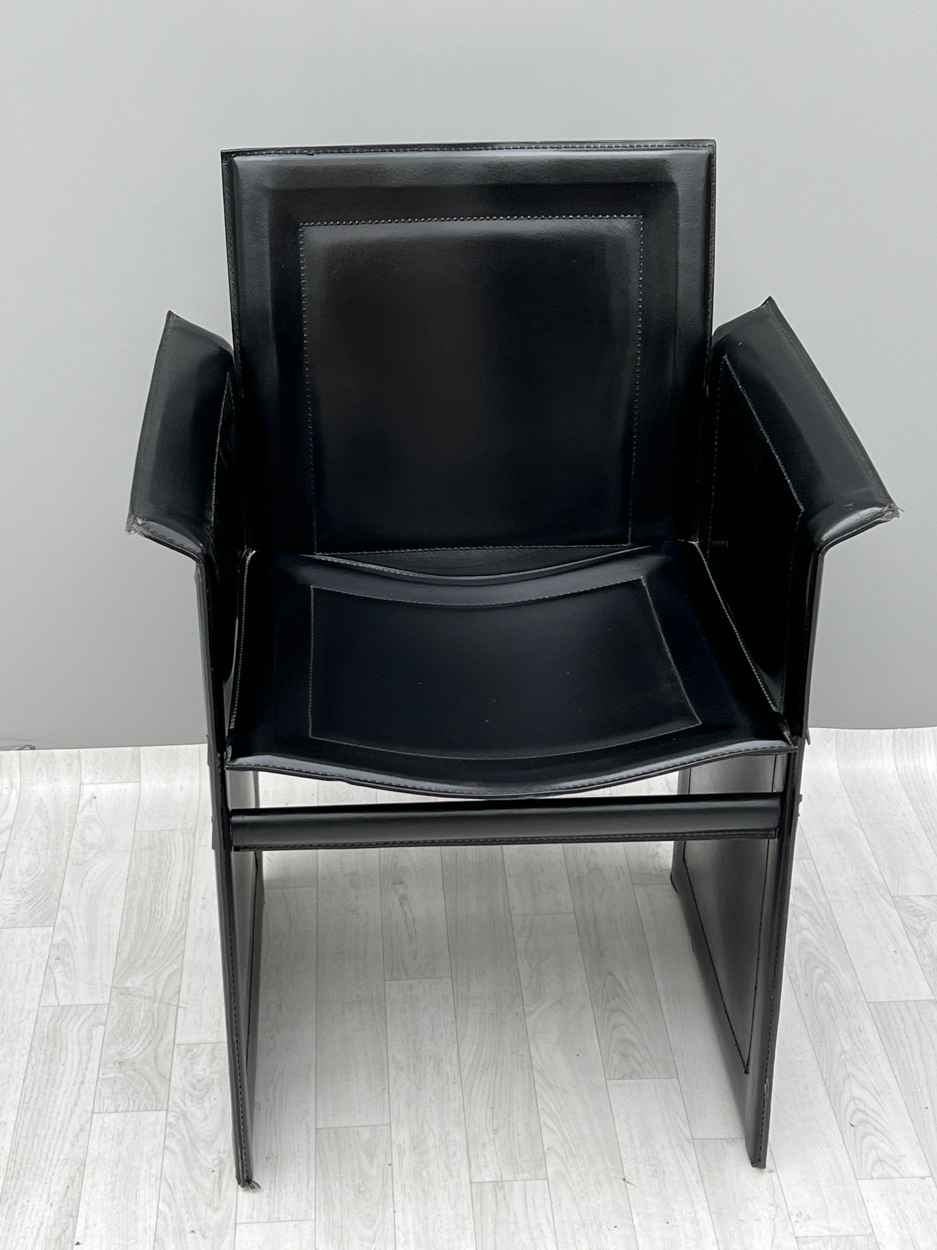 Pair of armchairs in black leather