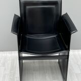 Pair of armchairs in black leather