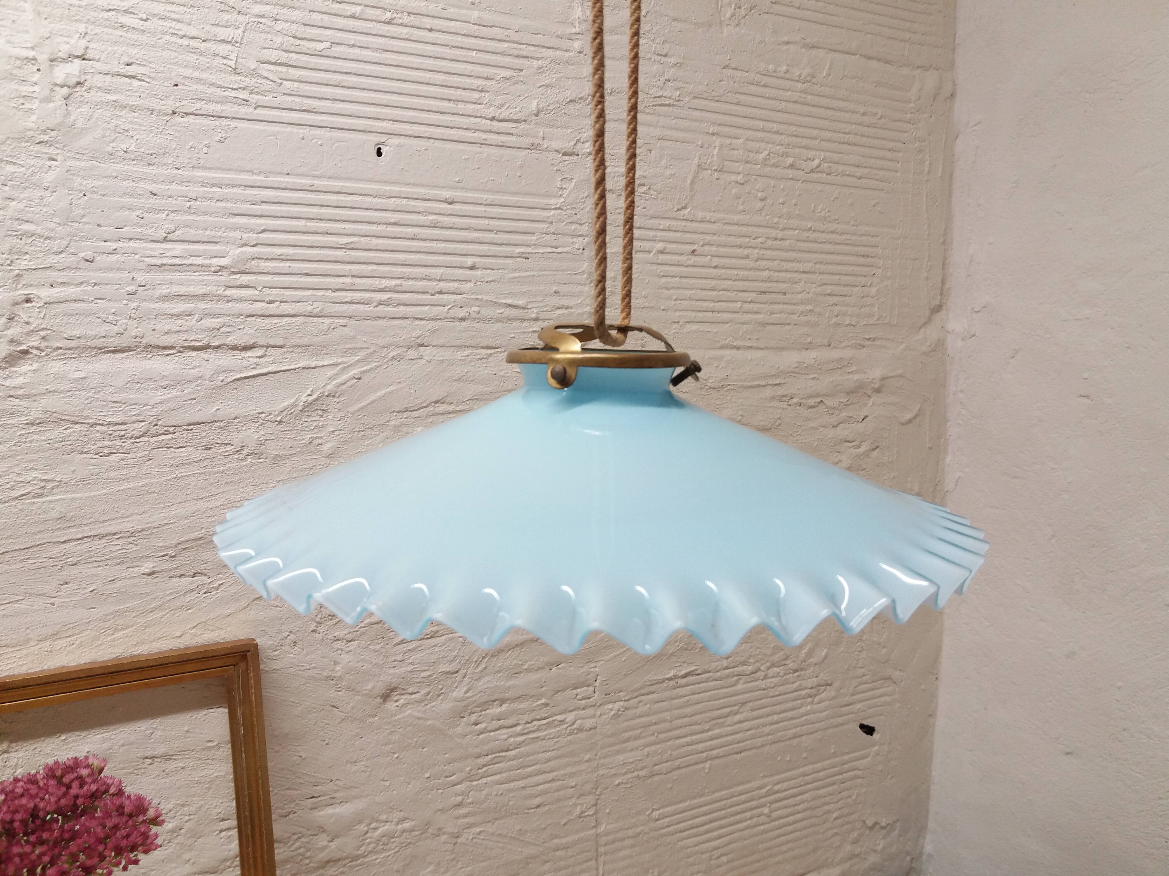 Soft blue pleated Opaline