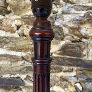 Pair of large retro lamps with wooden column base 72 cm