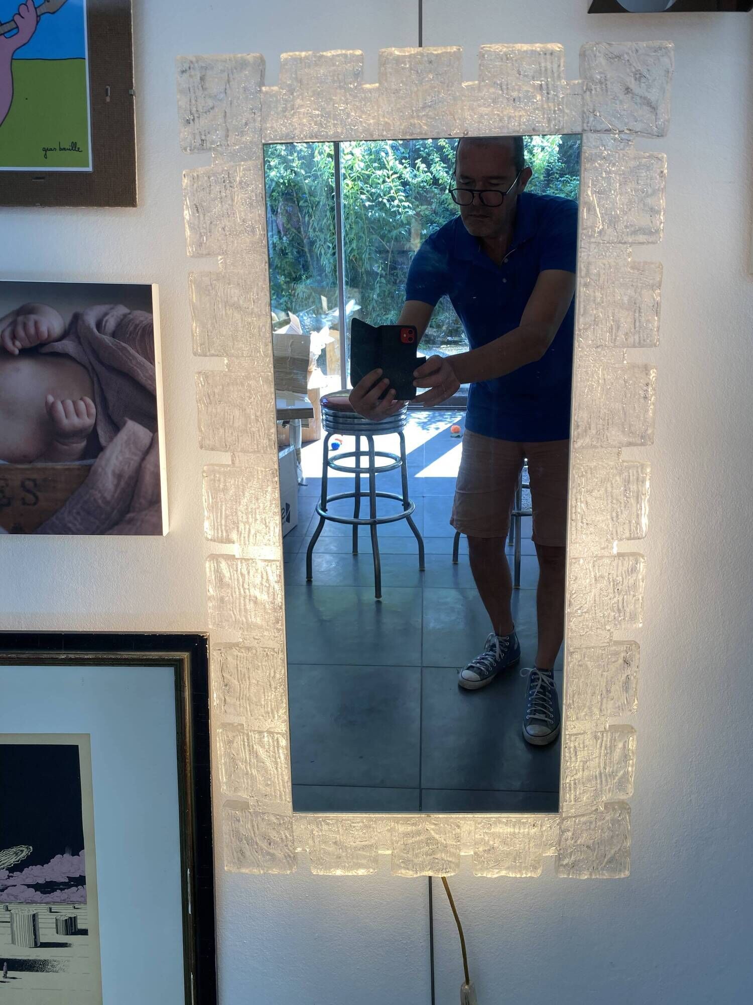 Miroir rétro-éclairé  du désigner Egon Hillebrand, Allemagne 1960