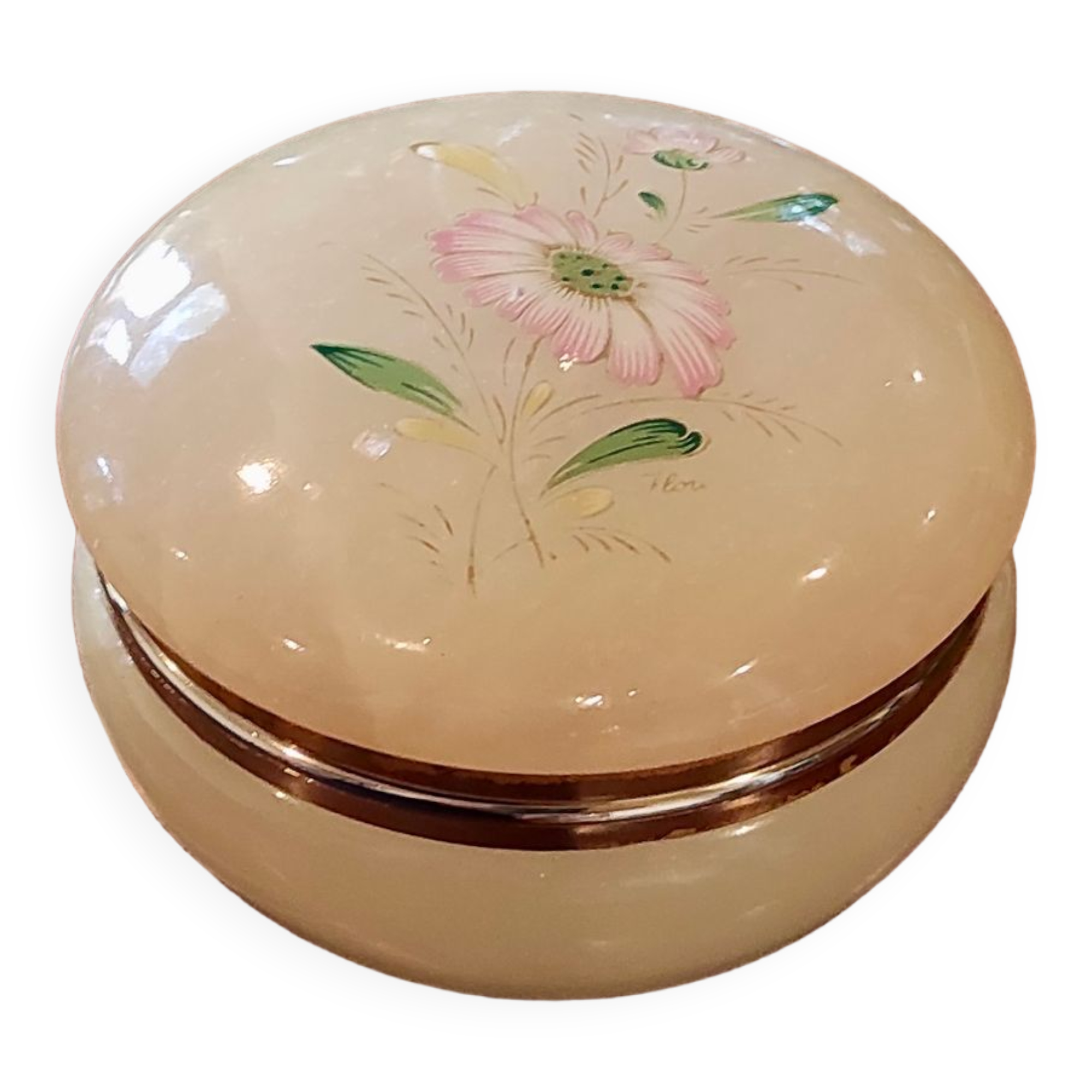 opaline box with floral pattern, 60s