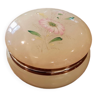 boite en opaline à motif floraux, années 60