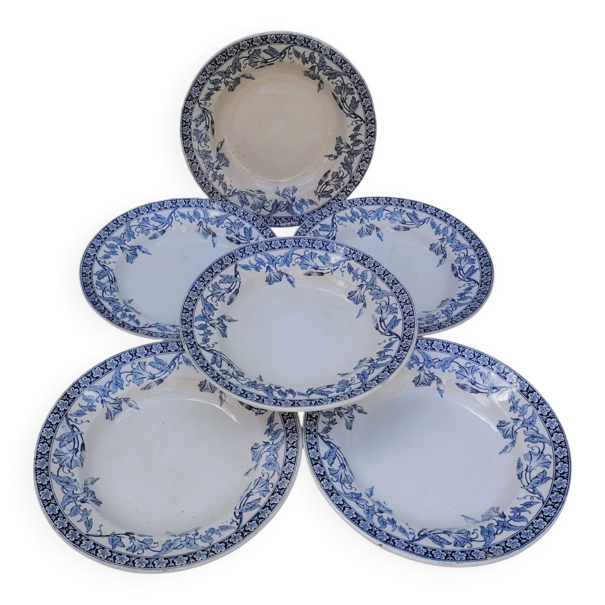 Assiettes creuses, Saint Amand modèle Volubilis, terre de fer