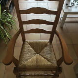 Solid oak armchair fluted seat