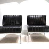 Stoll Giroflex set of 2 leather lounge chairs, 1970