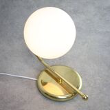 Vintage italian golden and opaline wall lamps, set of 2