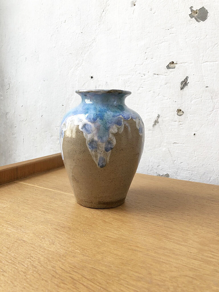Enamelled sandstone vase