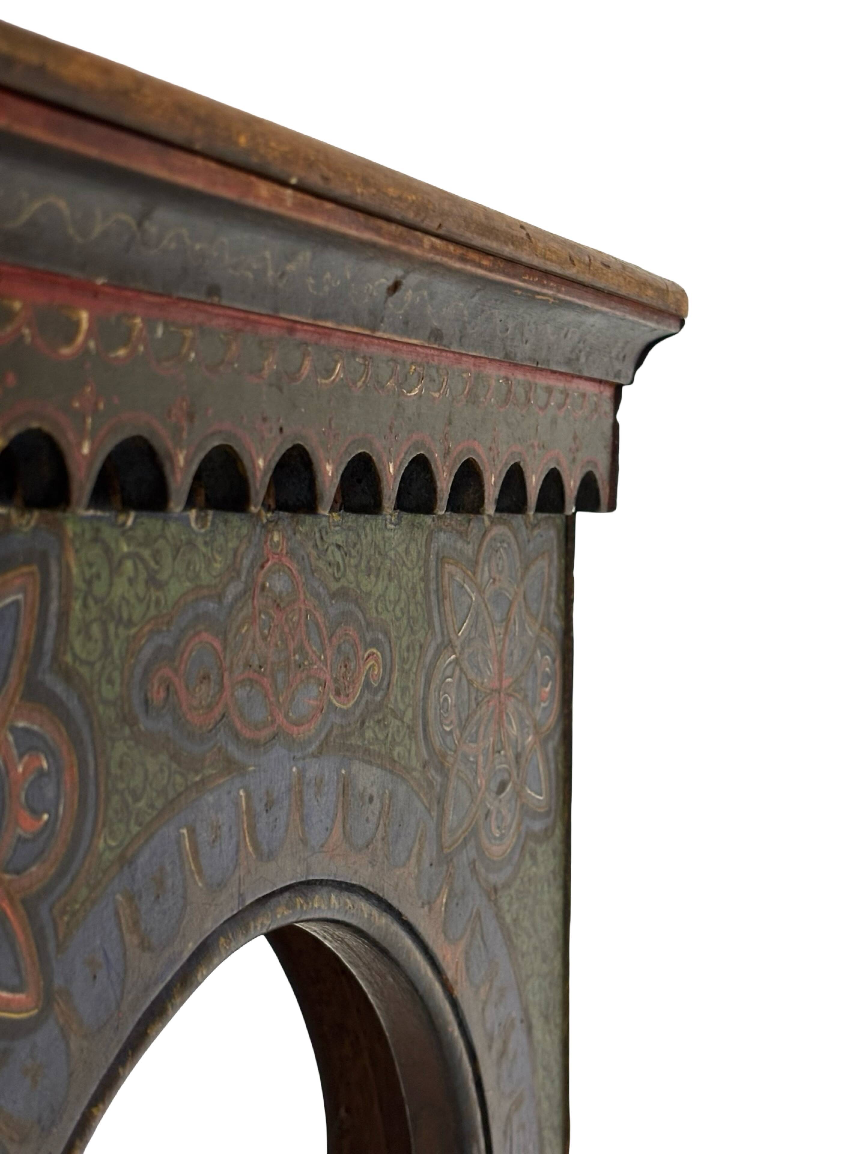 Antique hand-painted Moroccan Moorish Zouak side table