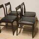 Set of 4 vintage chairs in teak and imitation leather, 1960s