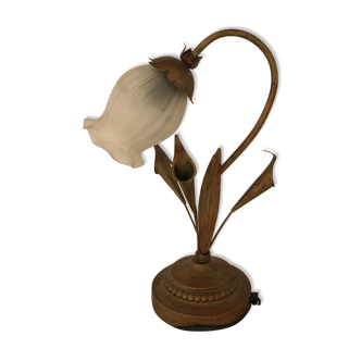 Flowers vintage brass lamp