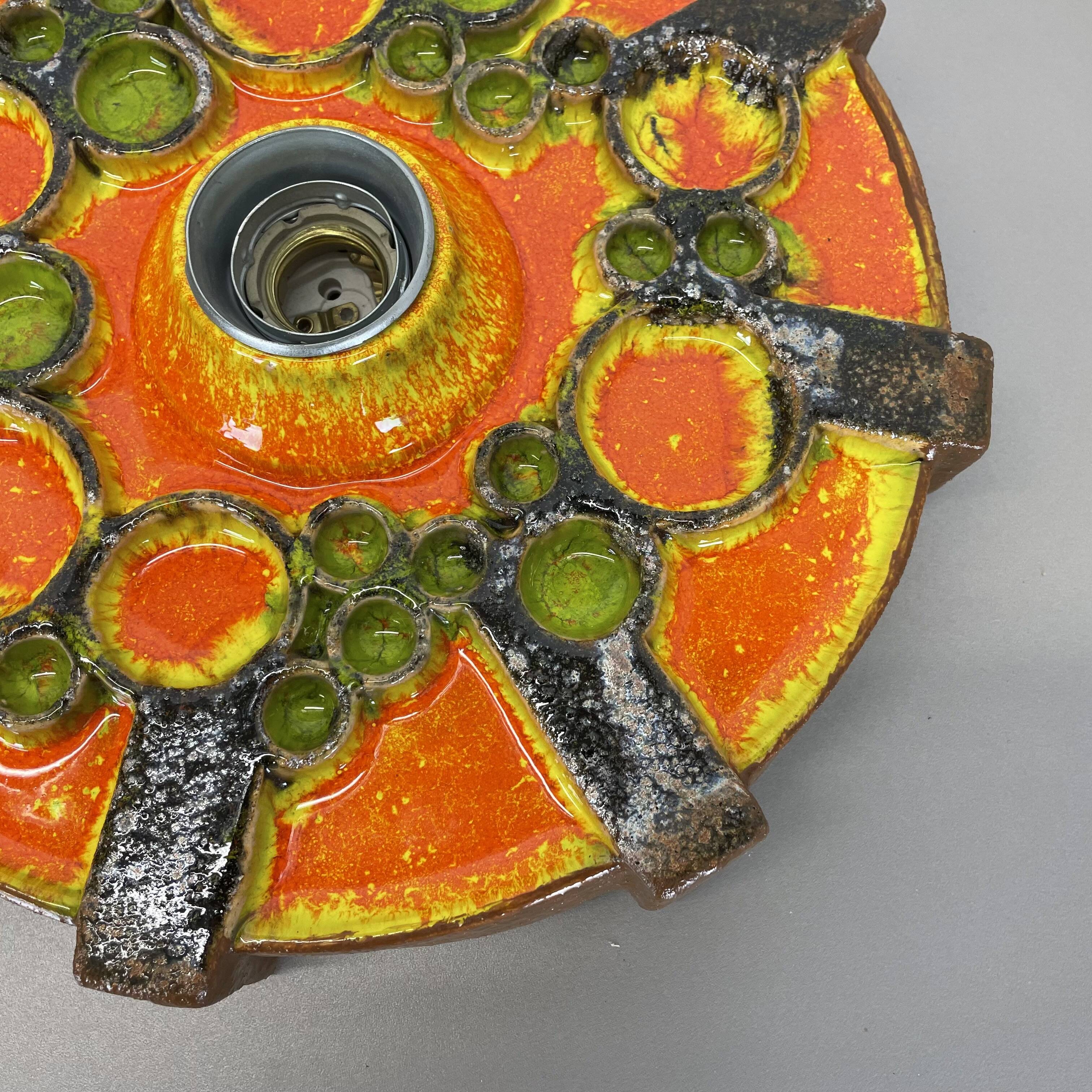 Cubic ceramic 31cm colorful "pop art" fat lava wall light element, germany, 1970