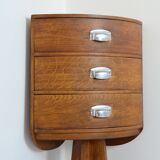 Vintage 1930s Art Deco Corner Bedside Table / Side Table