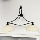 Billiard pendant light with double opaline lampshade