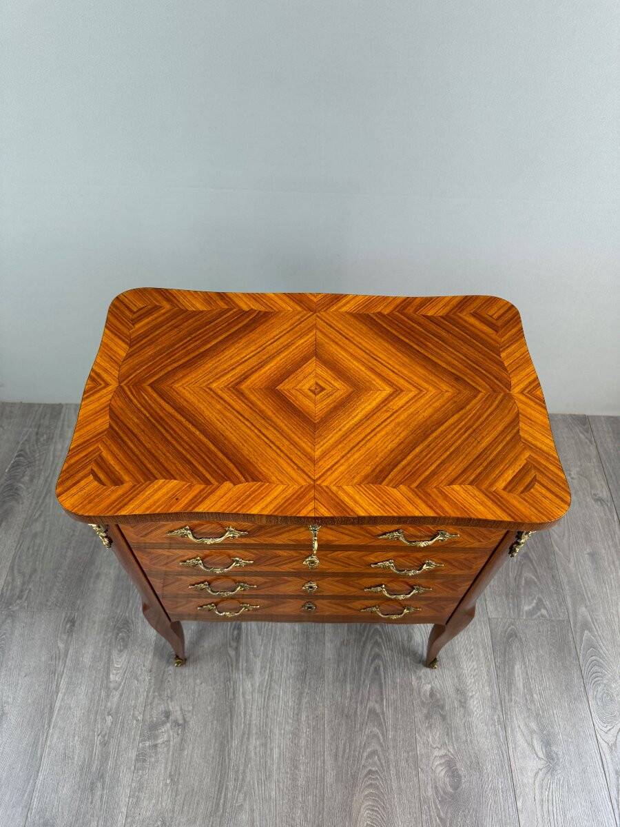 Marquetry bar cabinet, Louis XV style, 20th century
