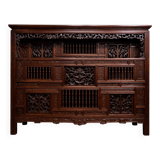 Asia 19th century: antique cabinet carved in mahogany (Chinese or Indochinese art)