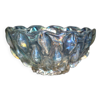 Coupe saladier cabochons en verre soufflé irisé - Création artisan verrier Murano? 1920-1930