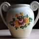 Small double-handled vase in French earthenware – Hand-painted floral decoration
