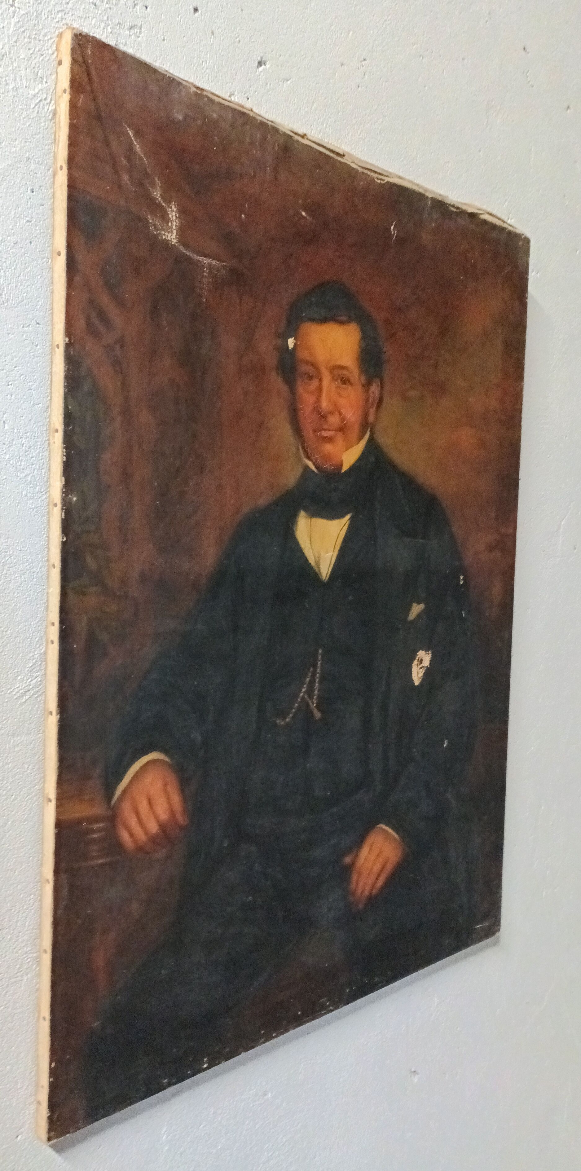 Oil on canvas Portrait of a man English School XIXth