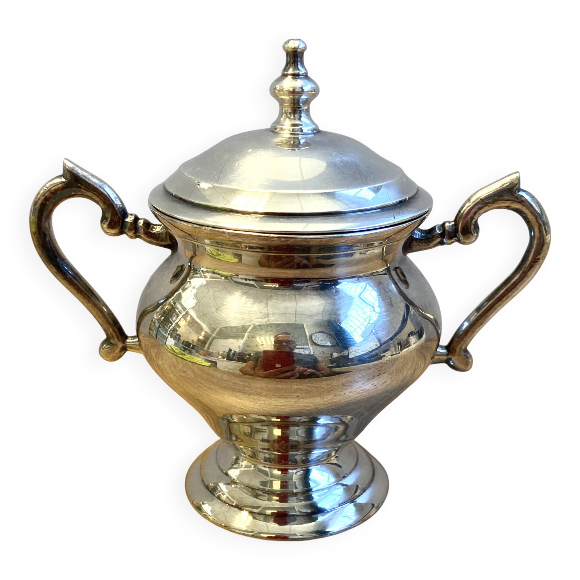Elegant & Antique Sugar Pot Louis XVI Style Rocaille Bronze Silver
