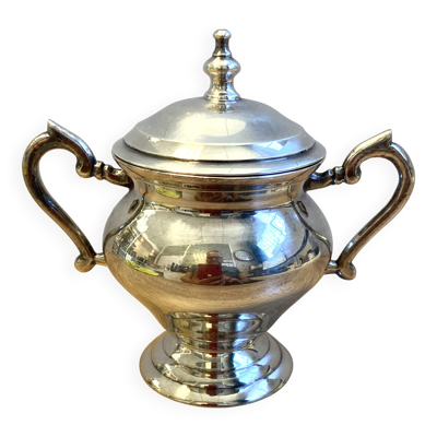 Élégant & Ancien Pot à Sucres Sucrier Style Louis XVI Rocaille Bronze Argen