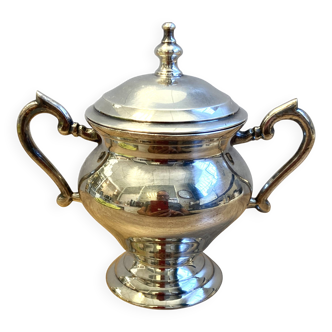 Élégant & Ancien Pot à Sucres Sucrier Style Louis XVI Rocaille Bronze Argen