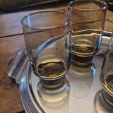 4 vintage 70s long drink glasses - green smoked glass