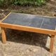 Vintage coffee table in solid wood and slate – 1970s – Modernist style