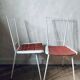 Metal and straw chairs