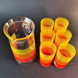 Service à orangeade vintage "Coucher de Soleil Pop"