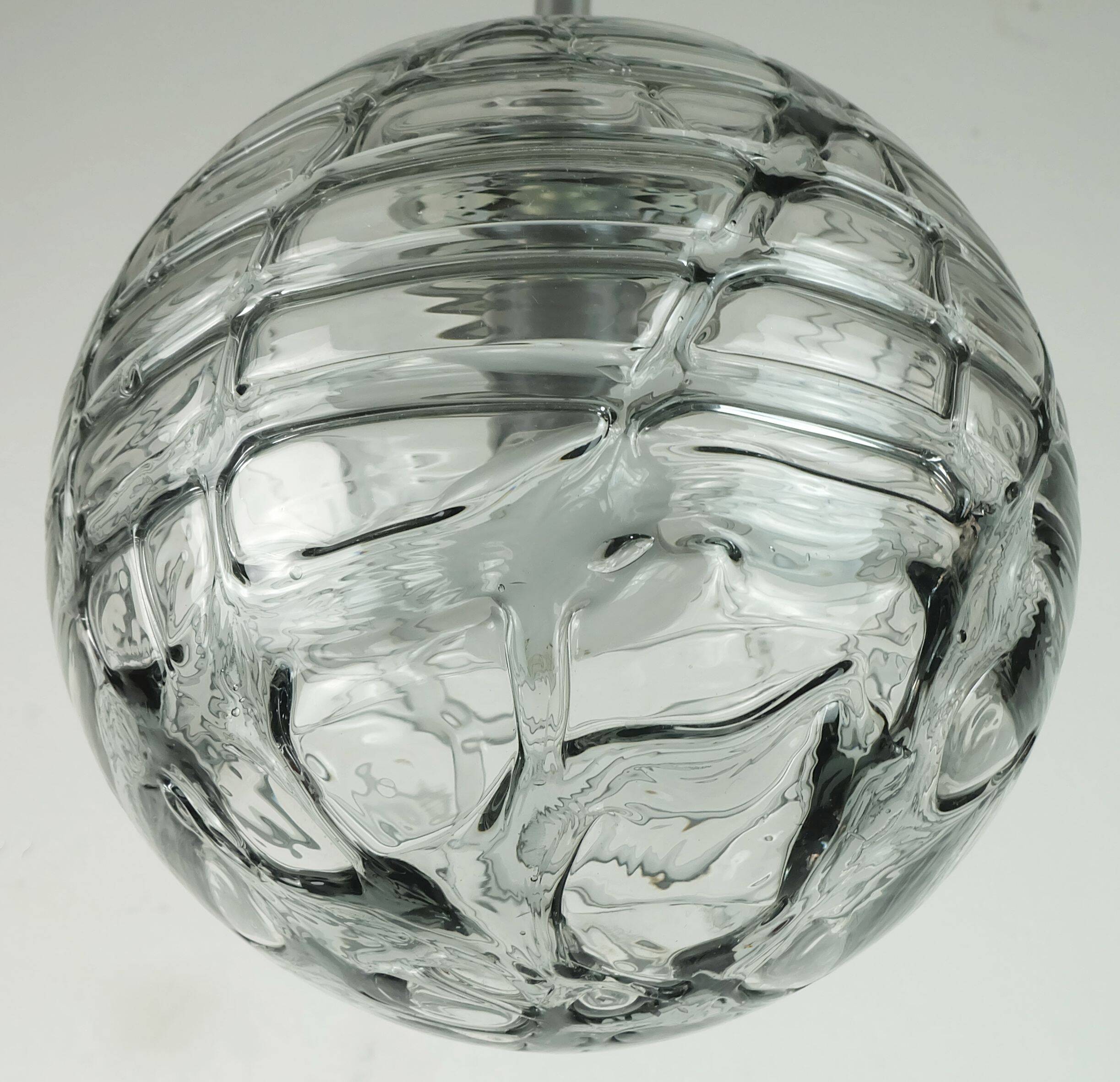 No. 1 of 2 - elegant doria pendant lamp clear and smoke grey glass 60s 70s