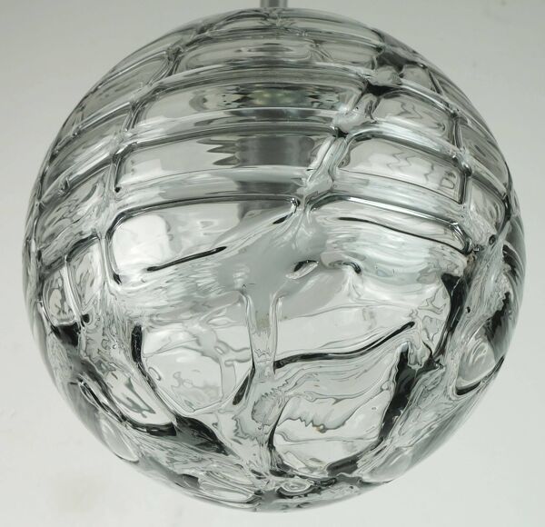 N° 1 sur 2 - élégante lampe suspension doria en verre transparent et gris fumé années 60-70