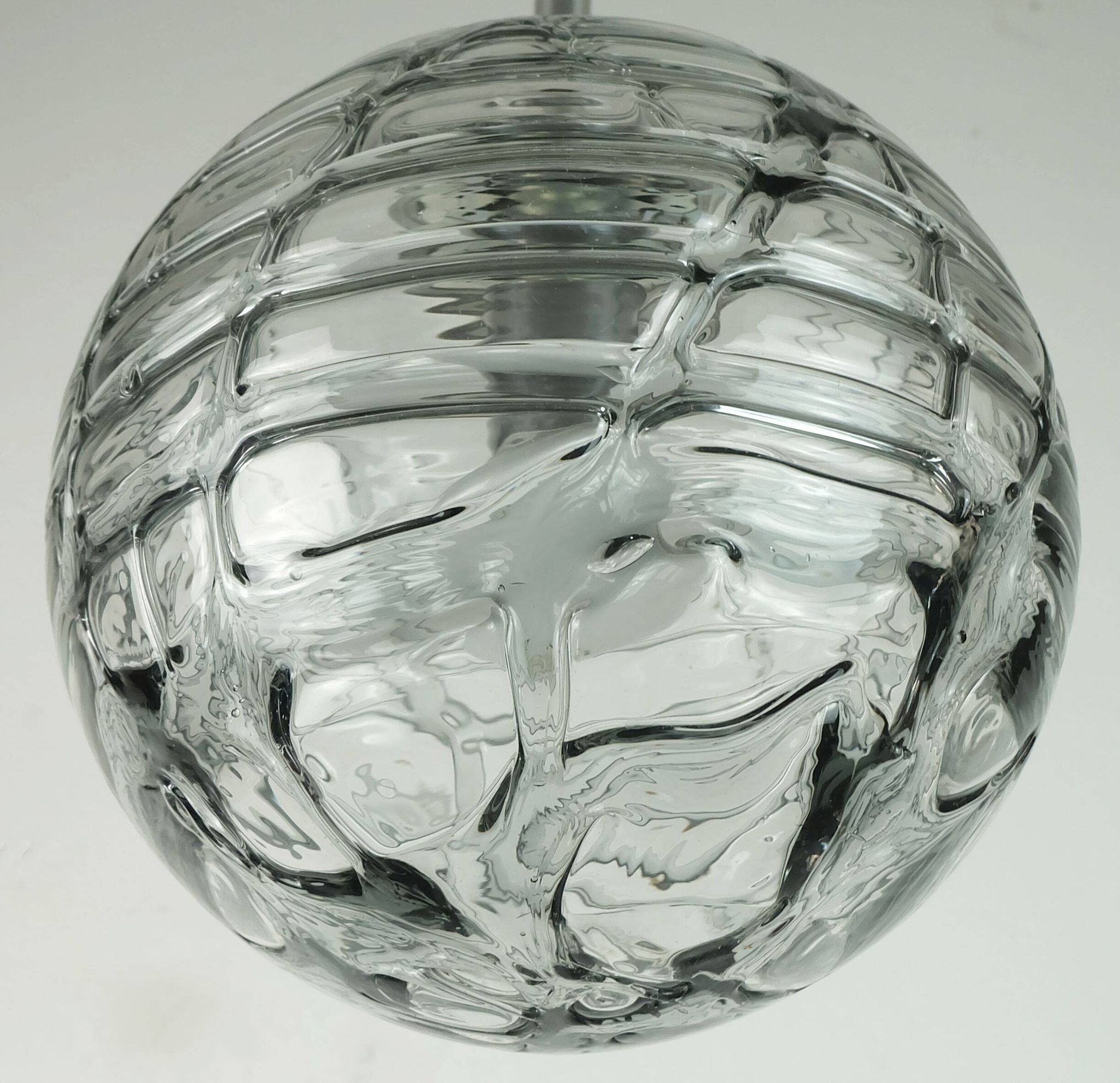 No. 1 of 2 - elegant doria pendant lamp clear and smoke grey glass 60s 70s