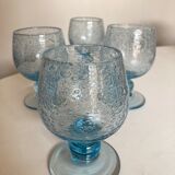 Set de 4 verres gobelets à pied en verre bullé de Biot 1960