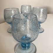 Set of 4 glasses cups on foot in bulled glass from Biot 1960