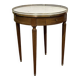 Louis XVI style bouillotte table in mahogany and marble from the 1960s.