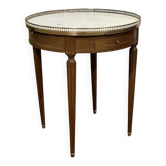 Louis XVI style bouillotte table in mahogany and marble from the 1960s.